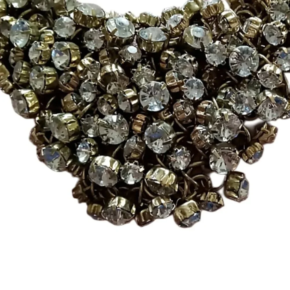Chunky Statement Bib Necklace Crystals EUC